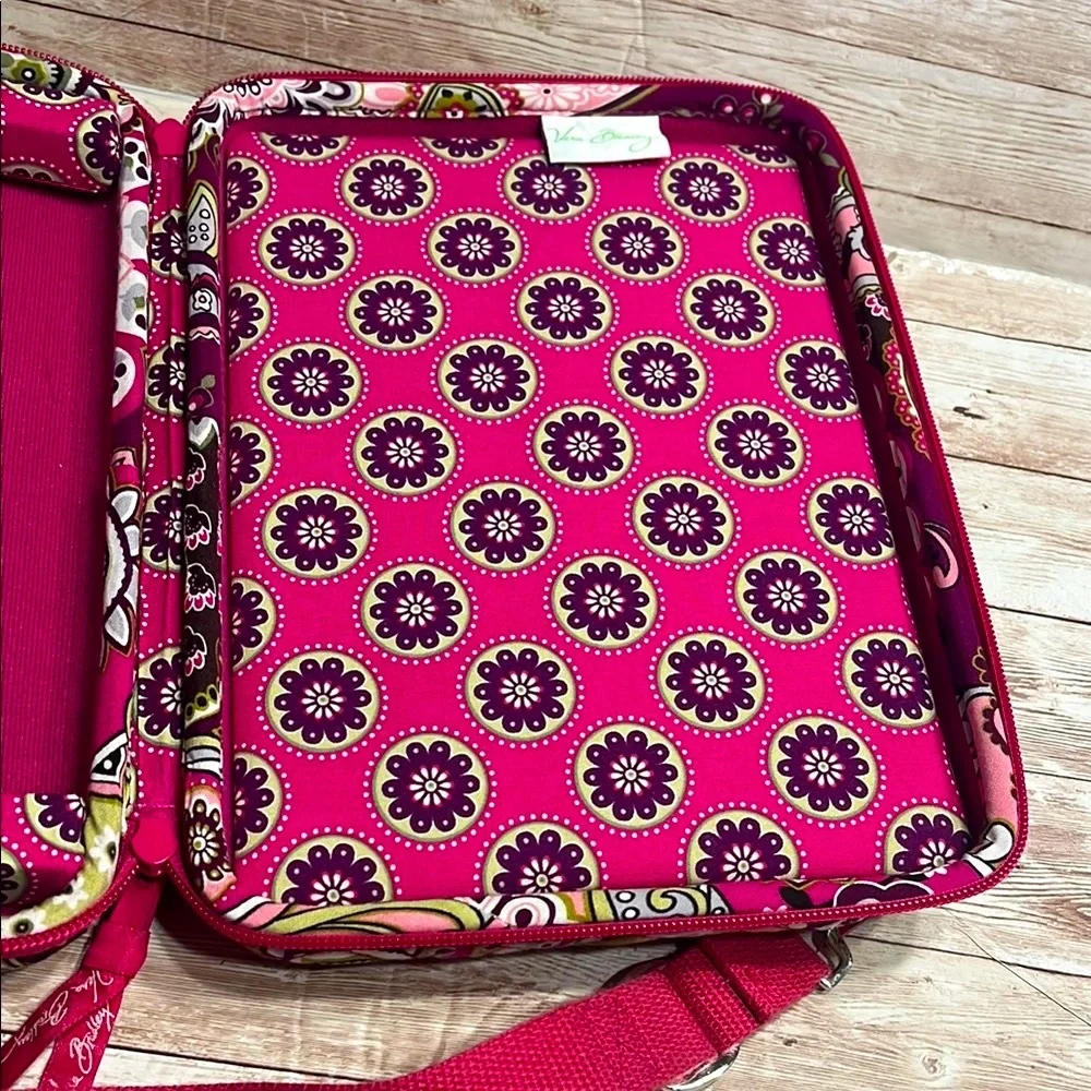 Vera Bradley Hard Case IPad Tablet Bag Pink and Green Paisley Crossbody Bag